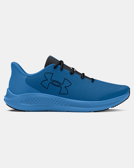 Boys' Grade School UA Charged Pursuit 3 Big Logo Running Shoes, Blue, pdpMainDesktop image number 0